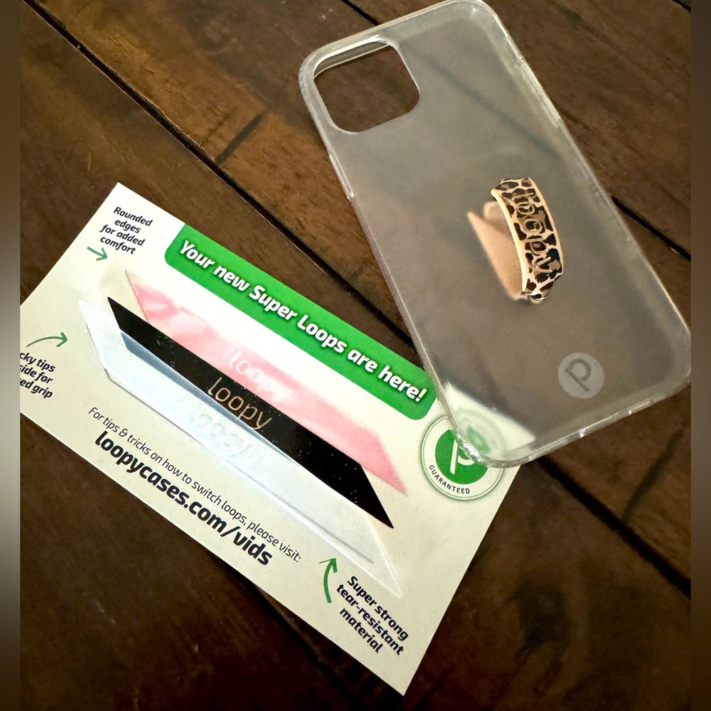 Loopy clear case for  iPhone 12/12 Pro with 2 loops Leapord print and clear.
